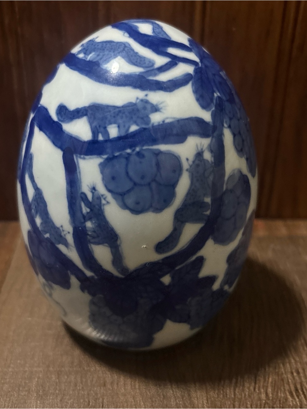 Blue and White Porcelain Decorative Egg - Home Art